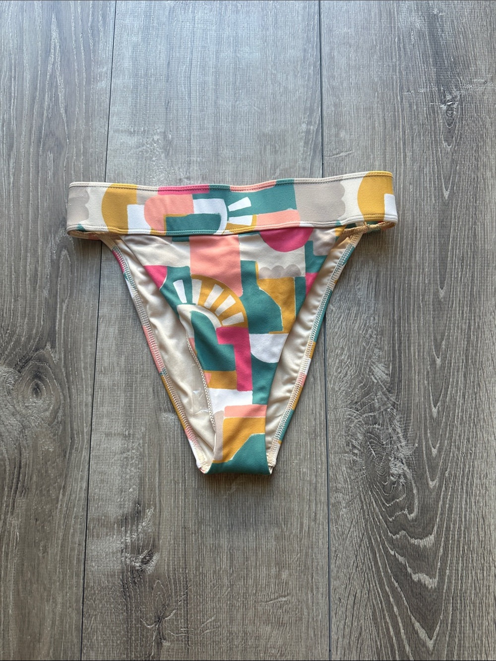 O'Neill Geometric Bikini Bottoms in Teal, Pink & Yellow
